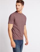 Marks & Spencer Pure Cotton Slim Fit Crew Neck T-shirt Dark Raspberry