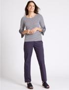 Marks & Spencer Pure Cotton Straight Leg Trousers Navy