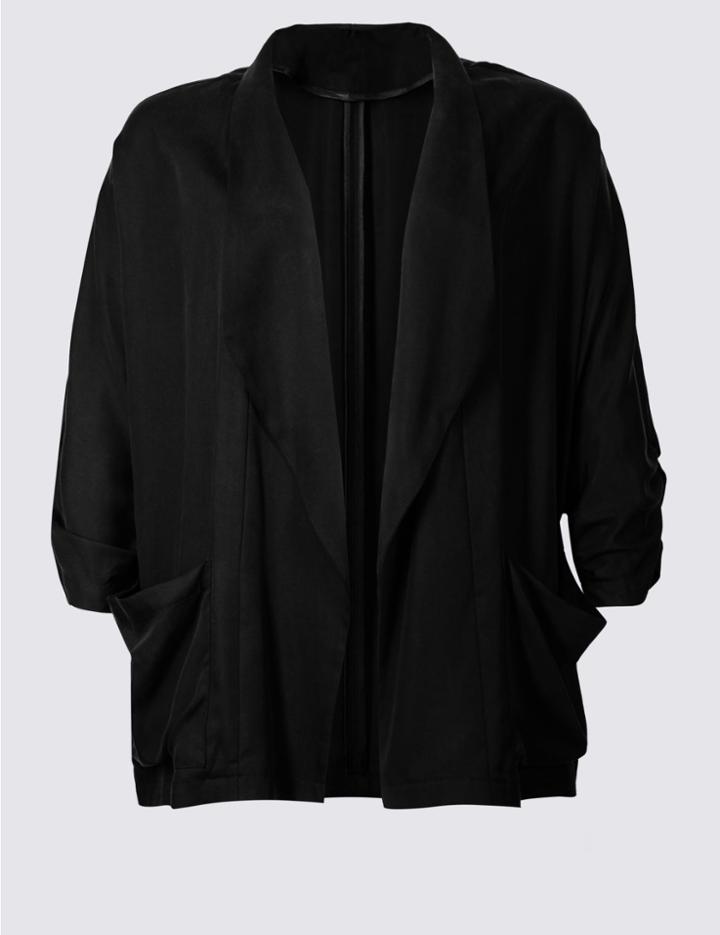 Marks & Spencer Plus Drape Waterfall Jacket Black