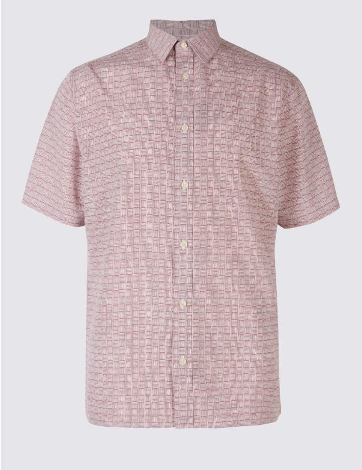 Marks & Spencer Easy Care Printed Shirt Dusky Rose