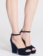 Marks & Spencer Block Heel Two Part Court Shoes Navy