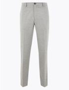 Marks & Spencer Slim Fit Textured Stretch Trousers Light Grey