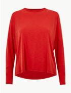 Marks & Spencer Super Soft Round Neck Long Sleeve T-shirt Red