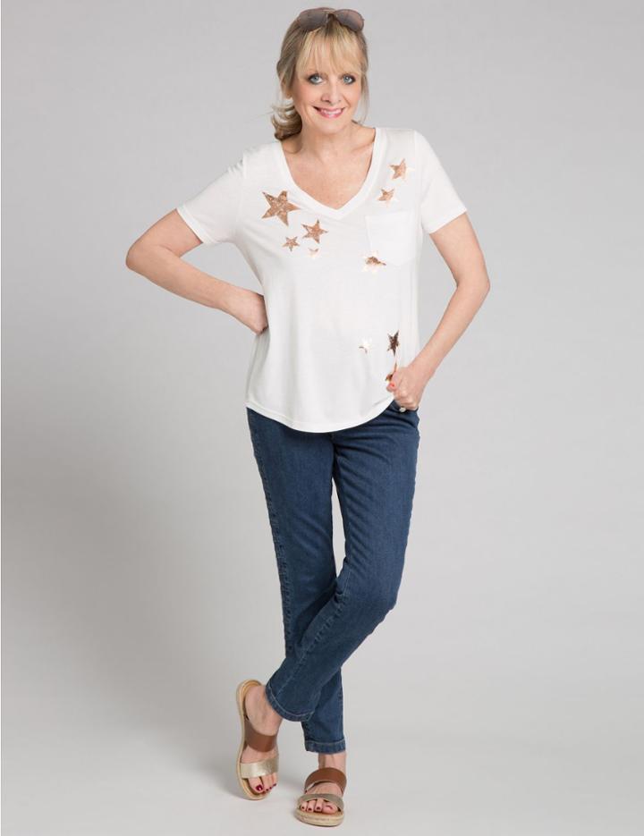 Marks & Spencer Modal Blend Printed Short Sleeve T-shirt White Mix