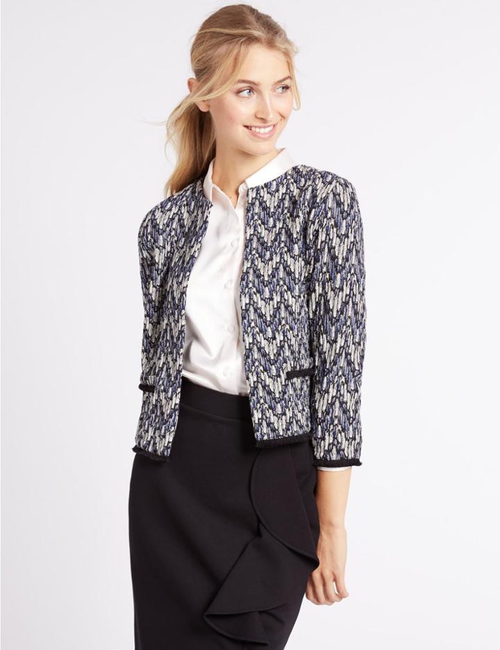 Marks & Spencer Printed Jersey Jacket Blue Mix