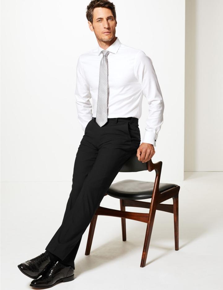 Marks & Spencer The Ultimate Black Regular Fit Trousers Black