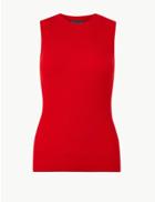 Marks & Spencer Ribbed Round Neck Knitted Top Chilli
