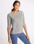 Marks & Spencer Raglan Striped 3/4 Sleeve T-shirt Navy Mix