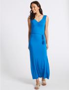 Marks & Spencer Ruched Front Slip Maxi Dress Bright Blue