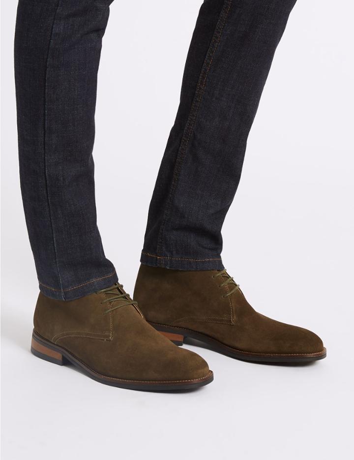 Marks & Spencer Suede Lace-up Chukka Boots Olive