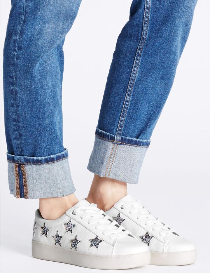 Marks & Spencer Lace-up Star Trainers With Insolia Flex&reg; White