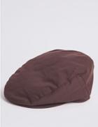 Marks & Spencer Pure Cotton Wax Flat Cap With Stormwear&trade; Oxblood