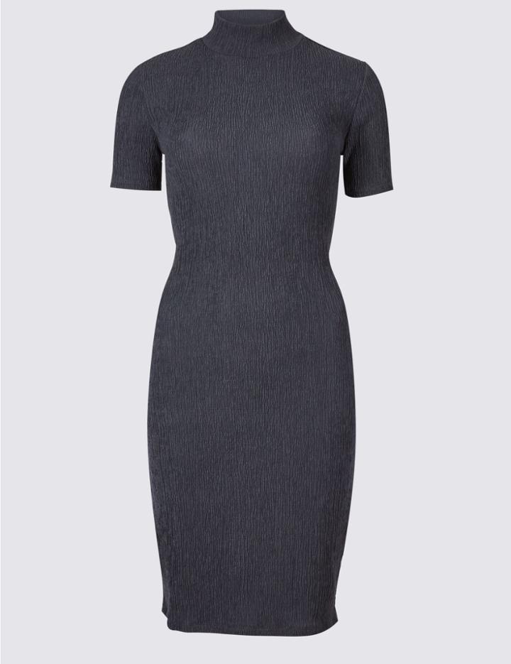 Marks & Spencer Textured Jersey Bodycon Midi Dress Charcoal