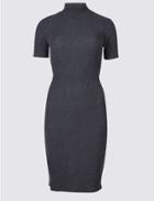 Marks & Spencer Textured Jersey Bodycon Midi Dress Charcoal