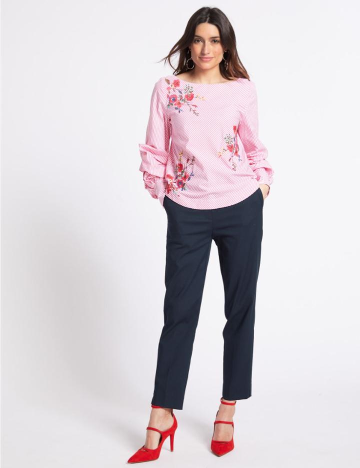 Marks & Spencer Cotton Blend Trousers Navy