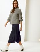 Marks & Spencer Textured Jersey Asymmetrical Midi Skirt Navy Mix