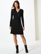 Marks & Spencer Jersey Long Sleeve Wrap Dress Navy