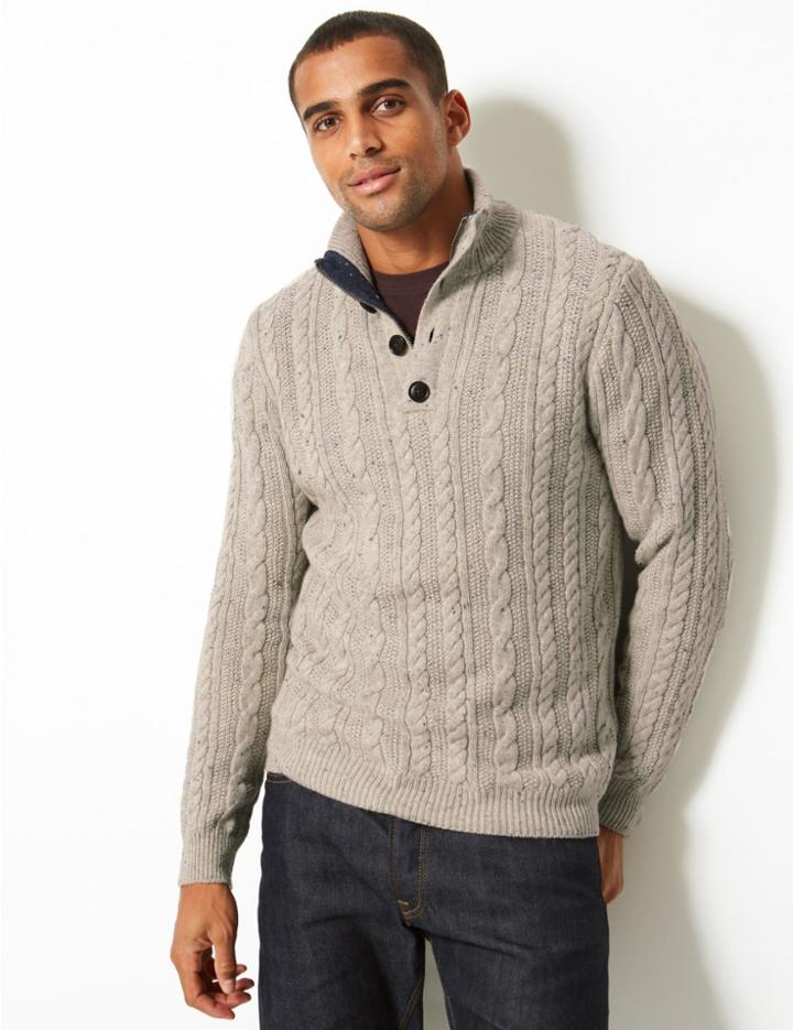 Marks & Spencer Cable Knit Jumper With Wool & Alpaca Grey