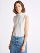 Marks & Spencer Textured Turtle Neck Shell Top Cream