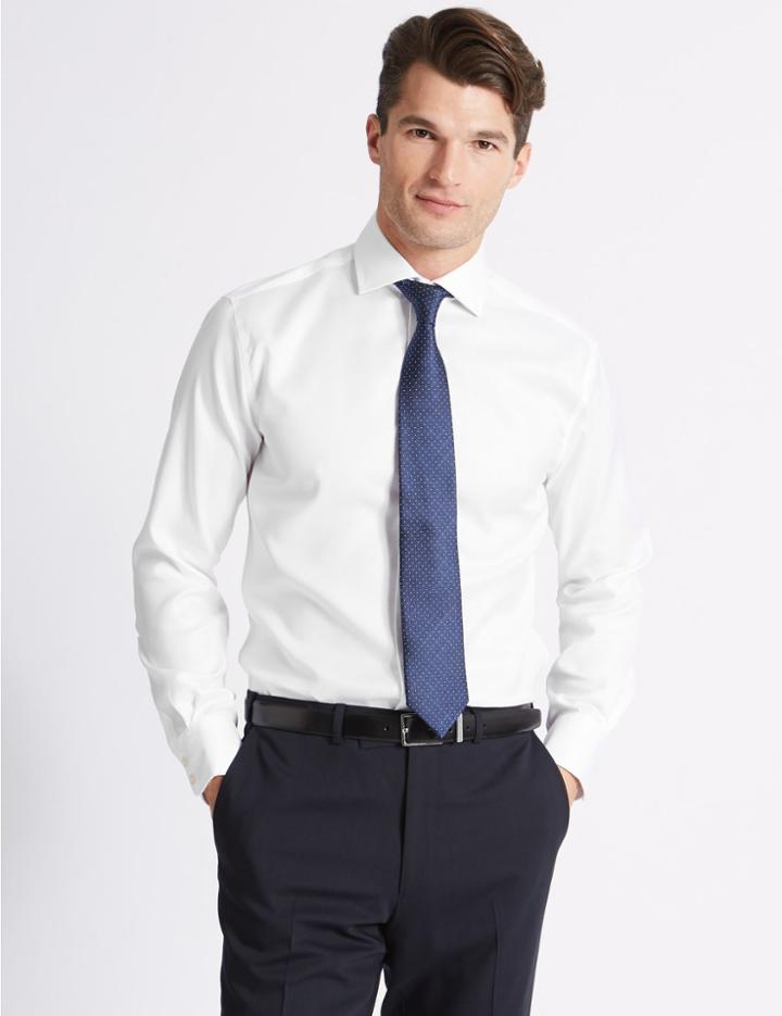 Marks & Spencer Tailored Fit Cutaway Collar Single Cuff Shirt White