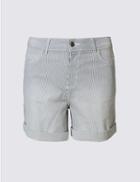 Marks & Spencer Denim Striped Shorts Indigo Mix