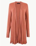 Marks & Spencer Ribbed Longline Cardigan Terracotta