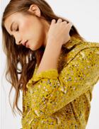 Marks & Spencer Cotton Rich Floral Print Shirt Yellow Mix