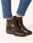 Marks & Spencer Wide Fit Leather Wedge Heel Ankle Boots Chocolate
