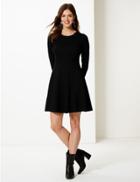 Marks & Spencer Long Sleeve Fit & Flare Dress Black