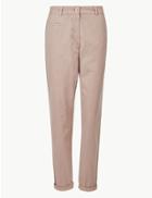 Marks & Spencer Petite Pure Cotton Tapered Leg Chinos Light Pink