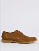Marks & Spencer Suede Derby Shoes With Stain Resistance Brown