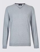 Marks & Spencer Cotton Cashmere Rich Jumper Grey Mix