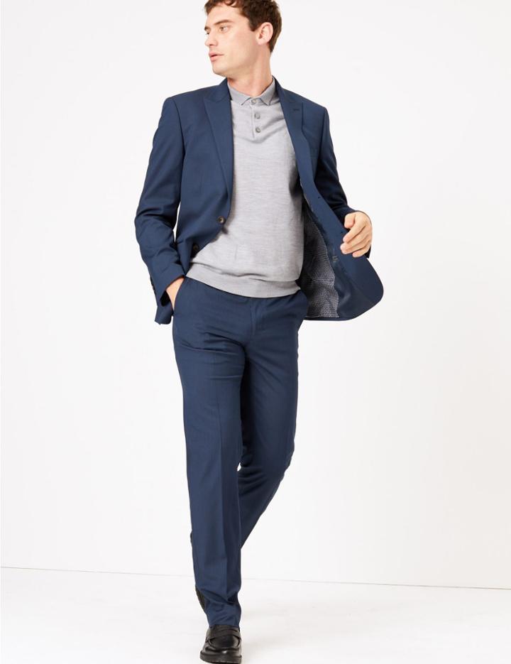 Marks & Spencer Tailored Fit Jacket With Stretch Indigo