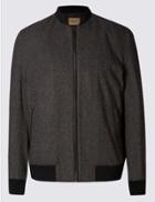 Marks & Spencer Herringbone Baseball Bomber Jacket Brown