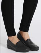 Marks & Spencer Wide Fit Leather Wedge Heel Loafers Black