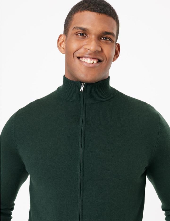 Marks & Spencer Pure Extra Fine Merino Wool Cardigan Green