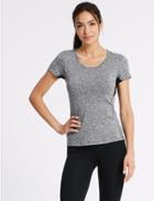 Marks & Spencer Textured Quick Dry Short Sleeve Top Grey Mix