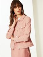 Marks & Spencer Pure Cotton Button Detailed Short Jacket Petal Pink