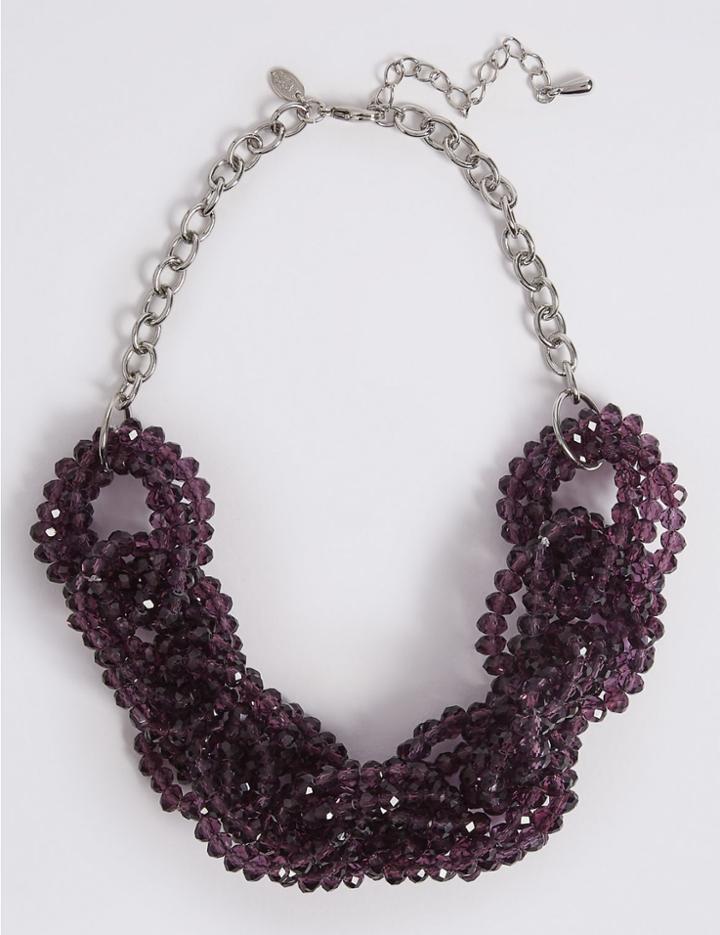 Marks & Spencer Glass Chain Collar Necklace Purple