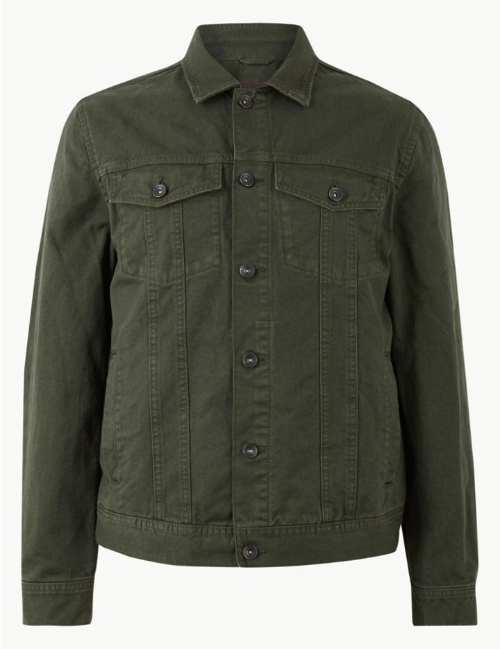 Marks & Spencer Pure Cotton Denim Jacket Khaki