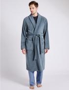 Marks & Spencer Super Soft Cotton Towelling Gown Steel Blue