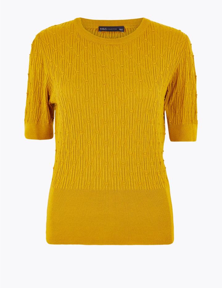 Marks & Spencer Argyle Stitch Knitted Top Antique Brass