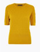Marks & Spencer Argyle Stitch Knitted Top Antique Brass