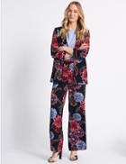 Marks & Spencer Floral Print Wide Leg Trousers Navy