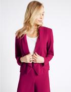Marks & Spencer Cropped Tuxedo Crepe Jacket Raspberry
