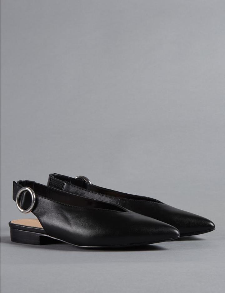 Marks & Spencer Leather Sling Back Flats Black
