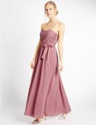 Marks & Spencer Strapless Pleated Maxi Dress With Belt Antique Rose