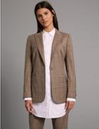 Marks & Spencer Wool Blend Checked Jacket Camel Mix