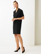Marks & Spencer V-neck Short Sleeve Shift Mini Dress Black