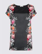 Marks & Spencer Floral Print Round Neck Short Sleeve Tunic Orange Mix